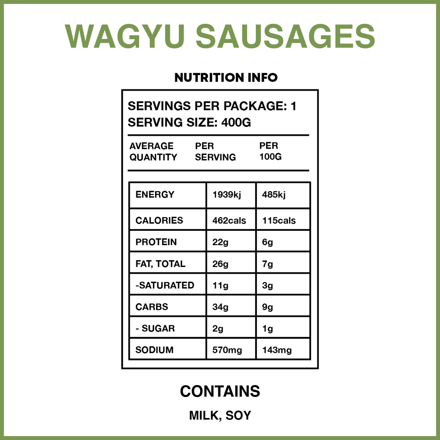 Texan Wagyu Beef Sausages ✓