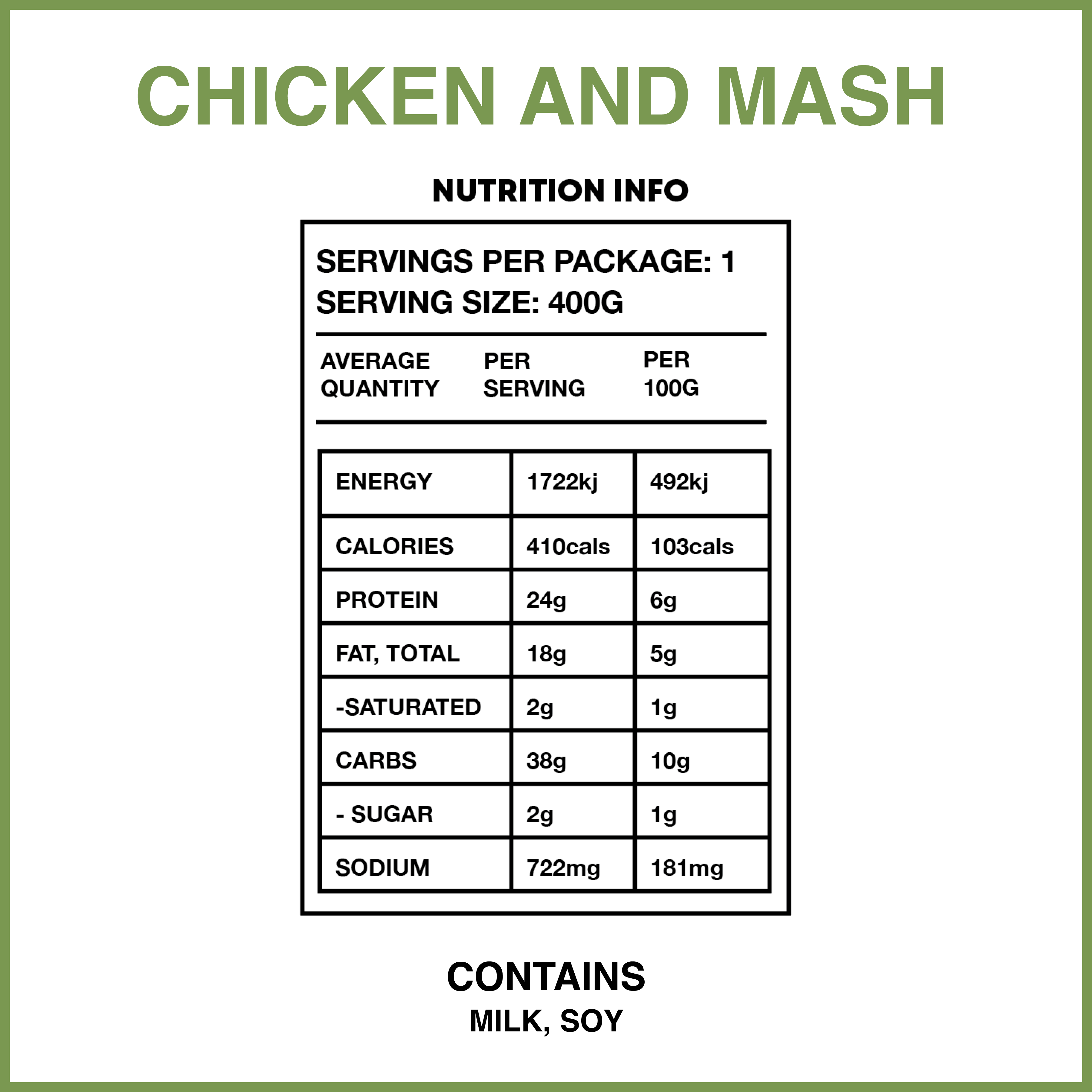 Chicken Breast - Mash - Bacon & Mushroom ✓