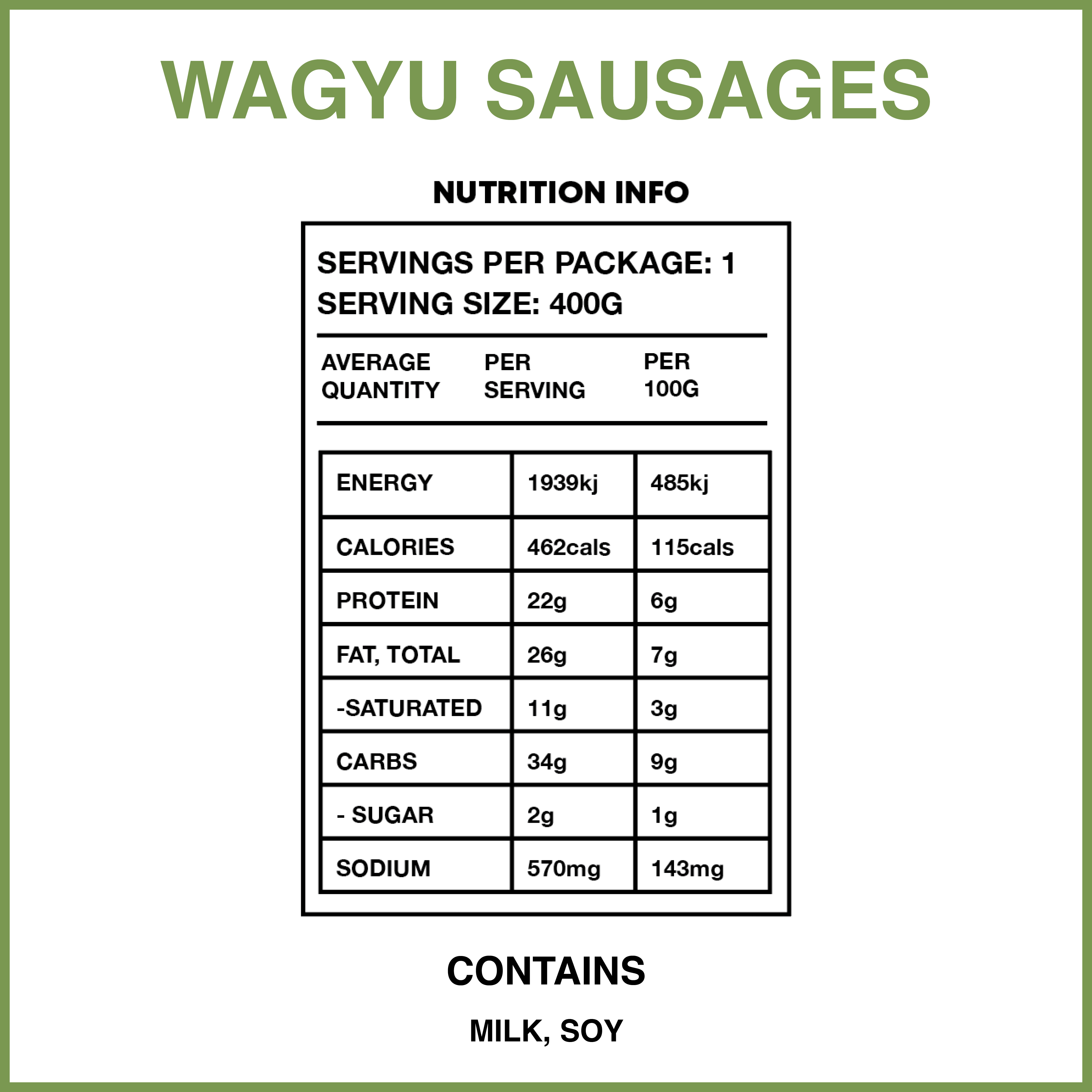 Texan Wagyu Beef Sausages  ✓