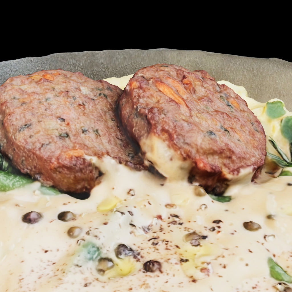*NEW*  Beef Rissoles with Mash & Creamy Peppercorn Sauce